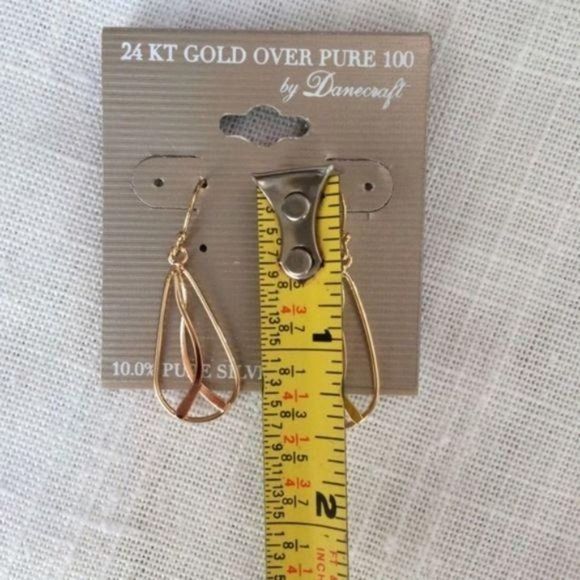 Danecraft 24k Gold over Silver Teardrop Earrings - Picture 5 of 6